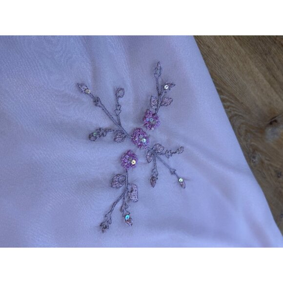 Vintage Y2K 90s Silk Scoop Neck Dress Romantic Fairy Whimsigoth Purple Lilac Bea - Picture 8 of 13